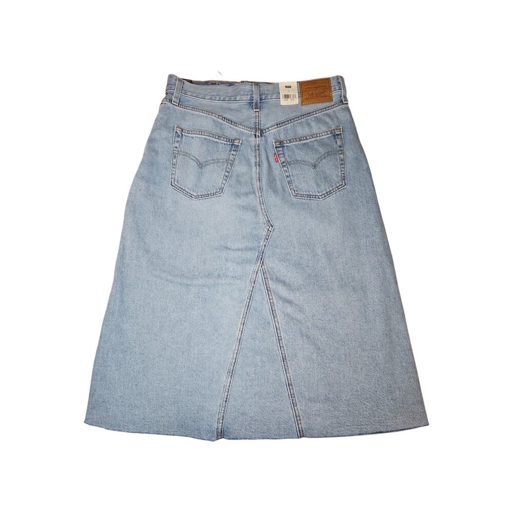Levi's High Rise A Line Skirt Denim Light Wash Button Fly Women's Size 28 - Picture 6 of 10